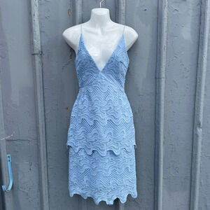 NICHOLAS Lace Overlay Crochet Strappy Sheath Dress, size 2